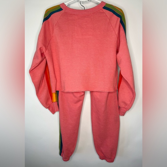 Aviator Nation Bolt Embroidery Classic Cropped Crew and 6 Stripe Sweatpants Set - Picture 3 of 17